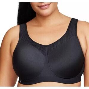 Glamorise Sports Bra 38B High-Impact Underwire 9066 Black Full Coverage NEW